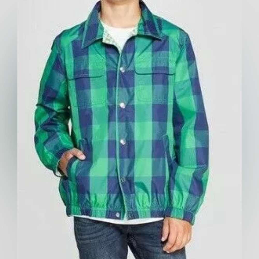 Cat & Jack boys windbreaker jacket green/navy size large 12-14